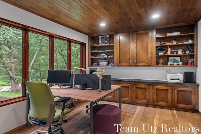 410 Greentree Ln NE, Ada, MI 49301 - office with wooden ceiling, built in features, light wood finished floors, and recessed lighting