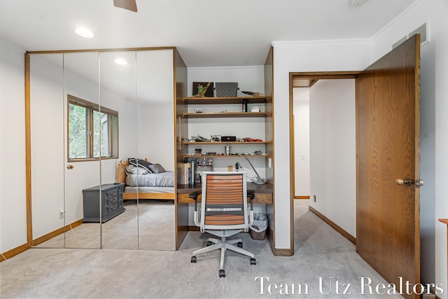 410 Greentree Ln NE, Ada, MI 49301 - carpeted office space featuring ornamental molding and recessed lighting