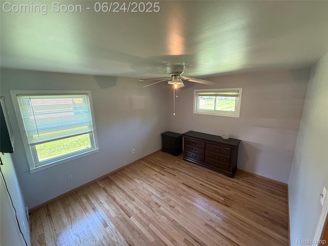 53240 Odilon Ave, Shelby Twp, MI 48316 - unfurnished bedroom featuring light wood-type flooring and ceiling fan