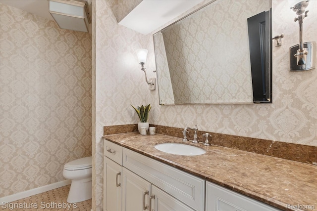 4438 Stony River Dr, Bloomfield Hills, MI 48301 - bathroom with vanity, tile patterned floors, and wallpapered walls