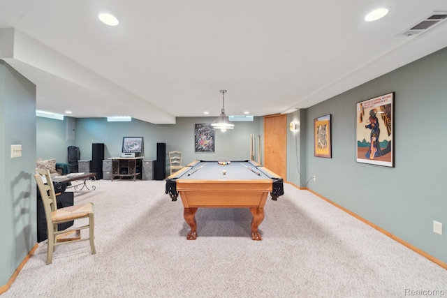 2650 Binbrooke Dr, Troy, MI 48084 - game room featuring carpet, billiards, and recessed lighting