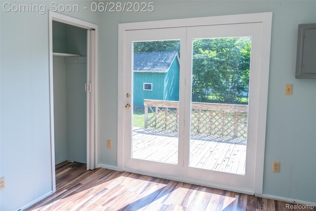 21312 Saint Francis St, Farmington Hills, MI 48336 - doorway featuring electric panel and wood finished floors