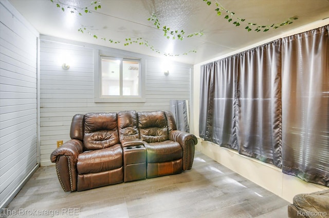 8021 Benson Rd, Mount Morris, MI 48458 - home theater featuring wood finished floors and wooden walls