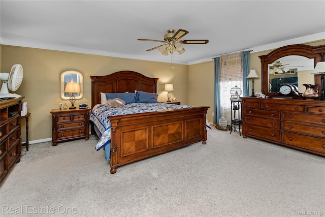 21462 Meridian Rd, Grosse Ile, MI 48138 - carpeted bedroom with ceiling fan and crown molding