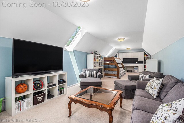 2868 Masters Ct, Pinckney, MI 48169 - living area with carpet flooring and vaulted ceiling
