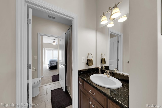 5001 Forest Vly, Clarkston, MI 48348 - bathroom featuring vanity, tile patterned flooring, ensuite bath, and ceiling fan
