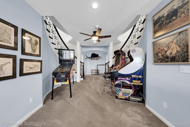 5001 Forest Vly, Clarkston, MI 48348 - hallway with carpet flooring, stairway, and recessed lighting
