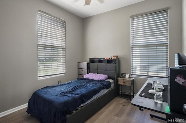 70298 Sunny Brook Ln, Macomb, MI 48062 - bedroom featuring wood finished floors, multiple windows, and a ceiling fan