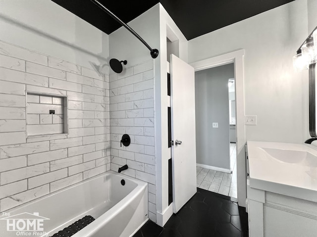 10306 Reid Rd, Swartz Creek, MI 48473 - full bathroom with vanity and shower / bath combination