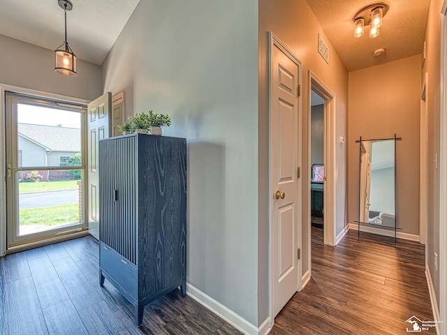 5257 Torrington Dr, Monroe, MI 48161 - foyer featuring dark wood finished floors and a textured ceiling