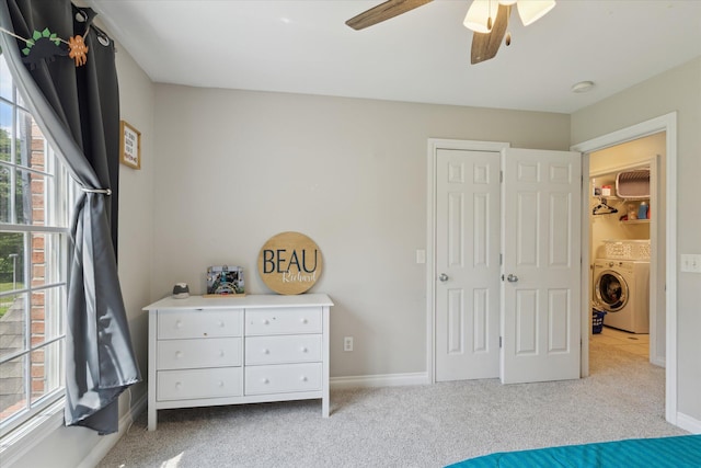 6212 Sagamore Ln, Kalamazoo, MI 49004 - carpeted bedroom with washer / clothes dryer and ceiling fan