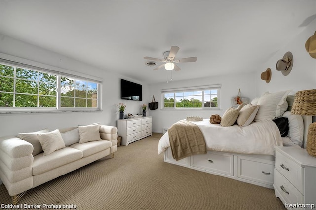 4462 Barchester Dr, Bloomfield Hills, MI 48302 - bedroom featuring light colored carpet, ceiling fan, and a baseboard radiator