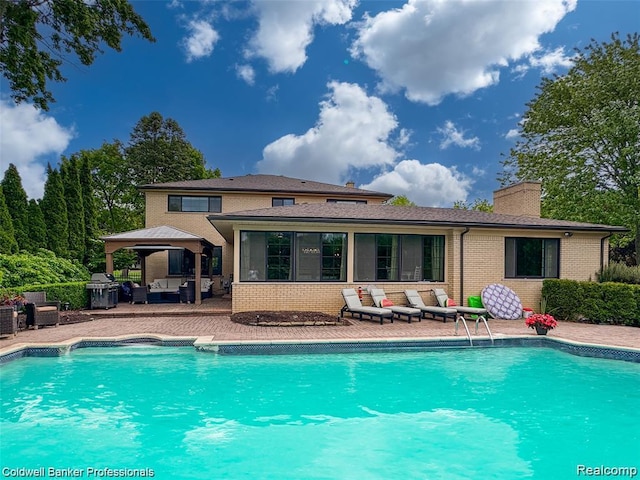 4462 Barchester Dr, Bloomfield Hills, MI 48302 - swimming pool featuring outdoor lounge area, a gazebo, and a patio