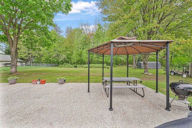 205 Alexander St, Cadillac, MI 49601 - view of community featuring a patio, a gazebo, and a storage unit