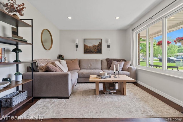 4438 Bridgeman Trl, Swartz Creek, MI 48473 - living room featuring wood finished floors and recessed lighting