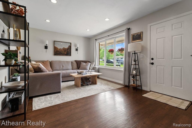 4438 Bridgeman Trl, Swartz Creek, MI 48473 - living room featuring wood finished floors and recessed lighting