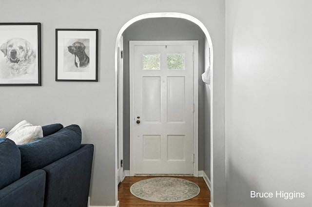 920 Graceland St NE, Grand Rapids, MI 49505 - foyer with dark wood-type flooring and arched walkways