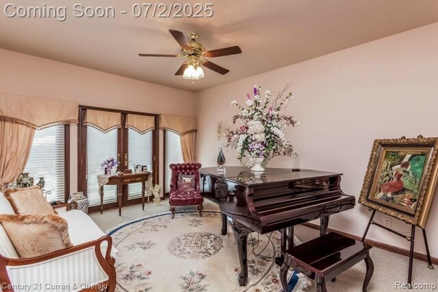 31085 Estate Woods Ct, Farmington Hills, MI 48331 - living area featuring carpet and ceiling fan