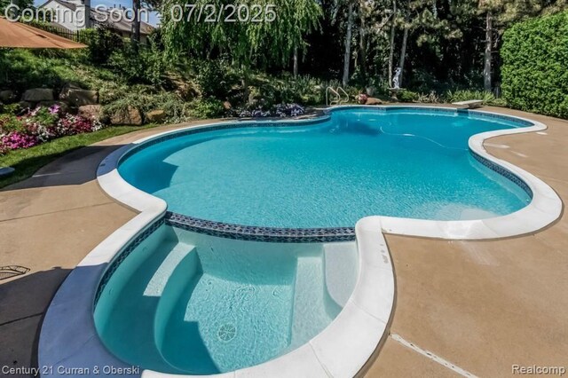31085 Estate Woods Ct, Farmington Hills, MI 48331 - view of pool with a pool with connected hot tub and a diving board