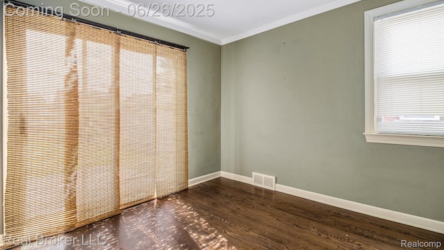 9269 Hubert Ave, Taylor, MI 48101 - unfurnished bedroom with dark wood finished floors and crown molding