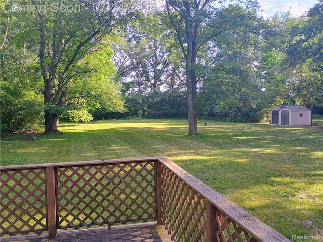 19241 Melrose Ave, Southfield, MI 48075 - deck featuring a shed and a yard