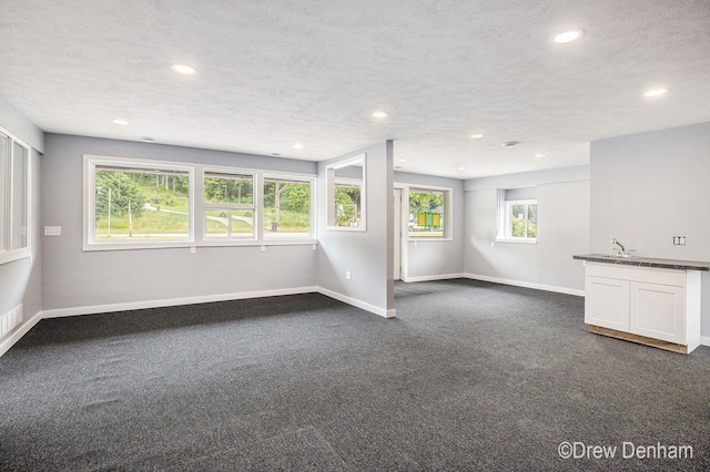6973 W Blue Water Hwy, Saranac, MI 48881 - unfurnished room featuring dark colored carpet, recessed lighting, and a textured ceiling