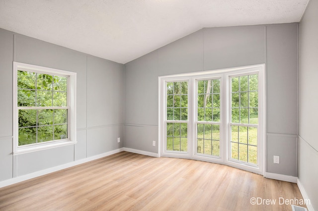 6973 W Blue Water Hwy, Saranac, MI 48881 - empty room featuring lofted ceiling and wood finished floors