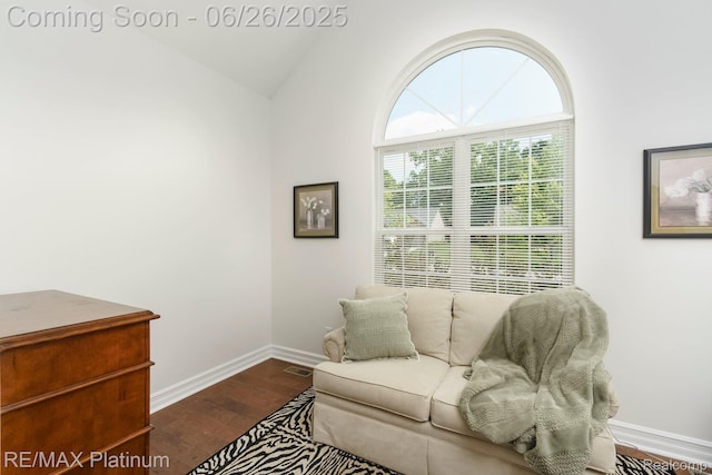 182 Fairhill Way, Howell, MI 48843 - living area featuring wood finished floors and vaulted ceiling