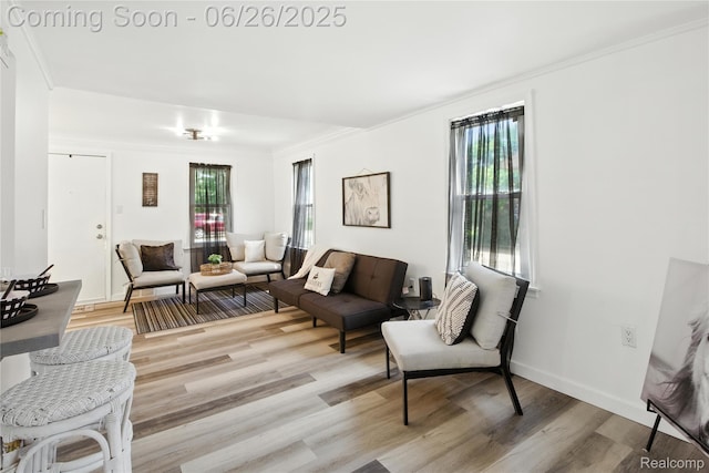 8411 Hugh St, Westland, MI 48185 - living room featuring crown molding, healthy amount of natural light, and wood finished floors