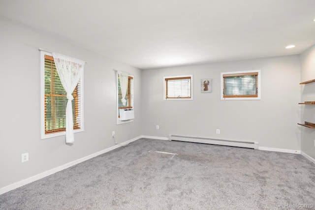 2931 N Lake Pleasant Rd, Attica, MI 48412 - carpeted spare room with a baseboard heating unit, cooling unit, and recessed lighting