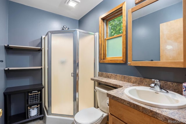 2931 N Lake Pleasant Rd, Attica, MI 48412 - full bathroom featuring vanity, a shower stall, and lofted ceiling