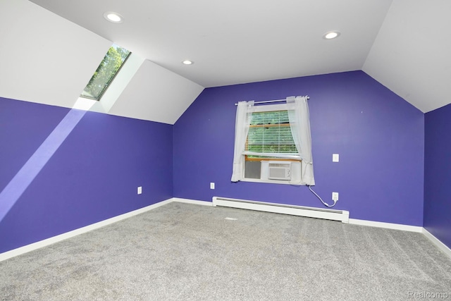 2931 N Lake Pleasant Rd, Attica, MI 48412 - bonus room featuring a baseboard radiator, cooling unit, vaulted ceiling, recessed lighting, and carpet floors
