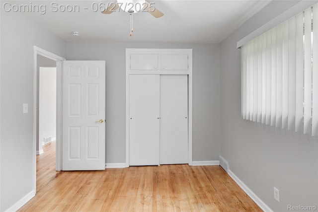 8639 Alper St, Westland, MI 48185 - unfurnished bedroom with light wood finished floors, a closet, and ceiling fan