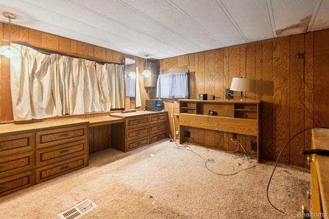 4800 S Huron Rd, Standish, MI 48658 - office with wood walls, carpet floors, and built in study area
