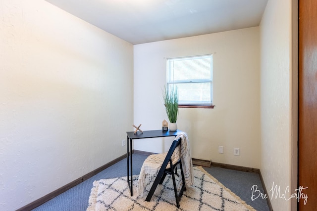3541 Orshal Rd, Whitehall, MI 49461 - carpeted office space featuring baseboards and a baseboard radiator