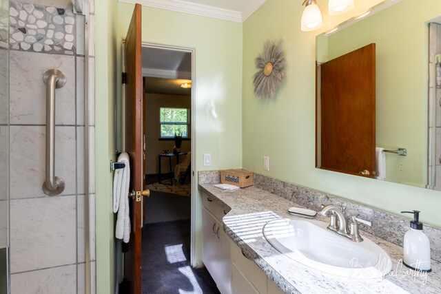 3541 Orshal Rd, Whitehall, MI 49461 - bathroom with vanity and ornamental molding