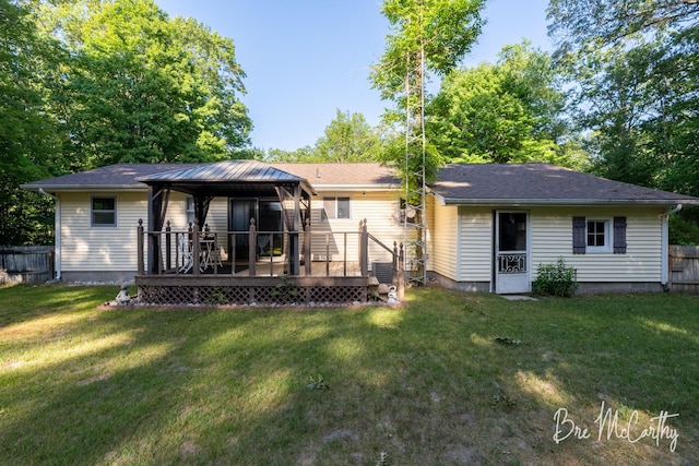 3541 Orshal Rd, Whitehall, MI 49461 - rear view of property featuring a gazebo and a wooden deck