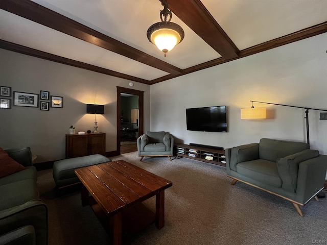 950 College Ave, Adrian, MI 49221 - living room with carpet and beamed ceiling