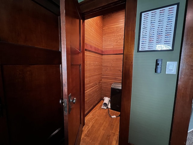 950 College Ave, Adrian, MI 49221 - bathroom with wood finished floors and wooden walls