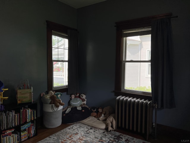 950 College Ave, Adrian, MI 49221 - misc room with radiator heating unit and wood finished floors