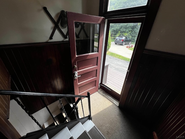 950 College Ave, Adrian, MI 49221 - carpeted entrance foyer featuring a wainscoted wall