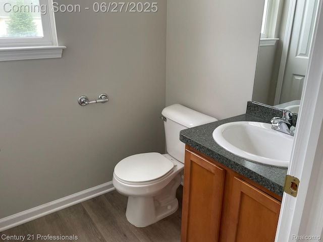 8090 Majestic Blvd, Fowlerville, MI 48836 - half bathroom featuring vanity and wood finished floors