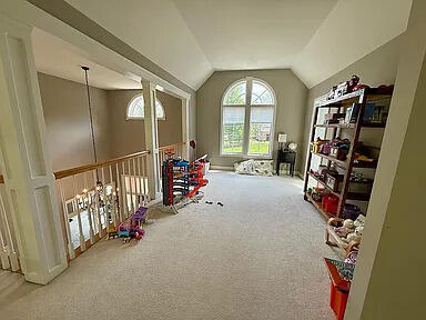 8255 Shady Brook Ln, Flushing, MI 48433 - rec room with carpet and lofted ceiling