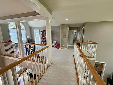 8255 Shady Brook Ln, Flushing, MI 48433 - corridor with an upstairs landing, carpet floors, and recessed lighting