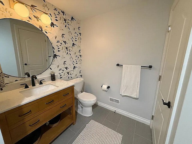 8255 Shady Brook Ln, Flushing, MI 48433 - bathroom featuring wallpapered walls, vanity, and tile patterned floors