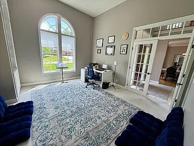 8255 Shady Brook Ln, Flushing, MI 48433 - office area with carpet and french doors