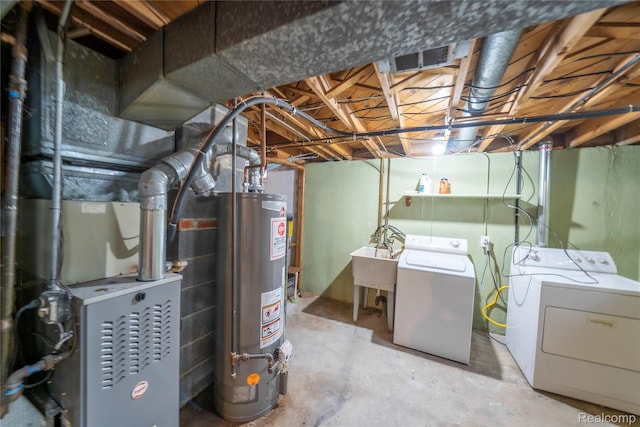 17213 Anne Ave, Detroit, MI 48101 - unfinished basement with gas water heater and washer and dryer
