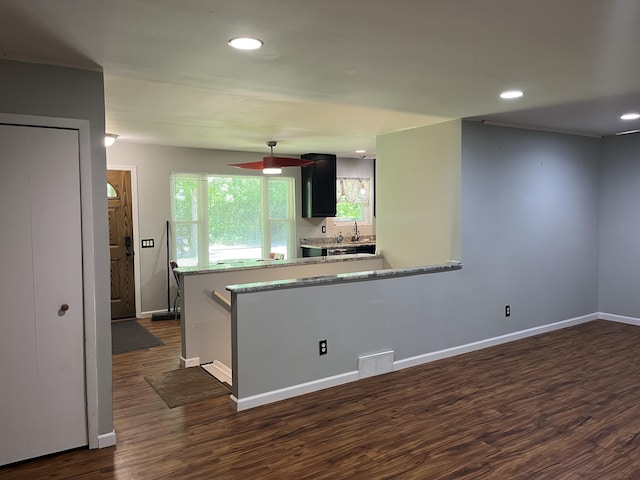 810 Oakgrove, Highland, MI 48356 - kitchen with dark wood-type flooring and recessed lighting
