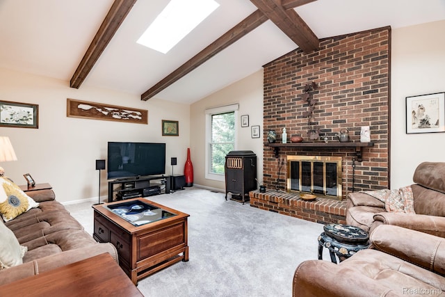 2732 Winter Park Ct, Rochester Hills, MI 48309 - living room featuring carpet and a brick fireplace