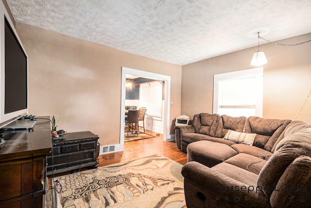 612 Norman St, Lansing, MI 48910 - living area featuring wood finished floors and a textured ceiling